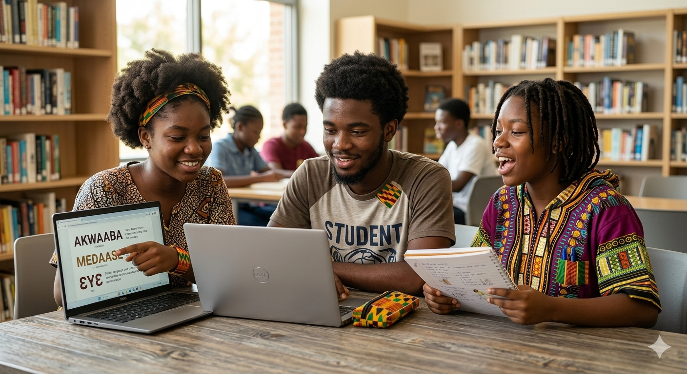 Teenagers learning Twi together